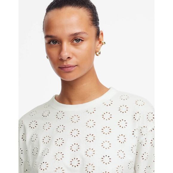 NWT Madewell Embroidered Wide-Sleeve Boxy Tee White Size XXS - Picture 3 of 7